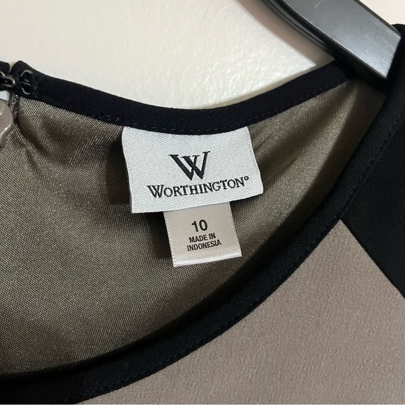 Womens Worthington Colorblock Sheath Dress Career Wear Black/Taupe Size 10 - Picture 3 of 10